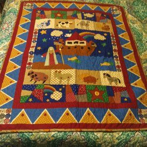 Noah's Ark Small Quilt 42" x 34" Apples on reverse Handmade